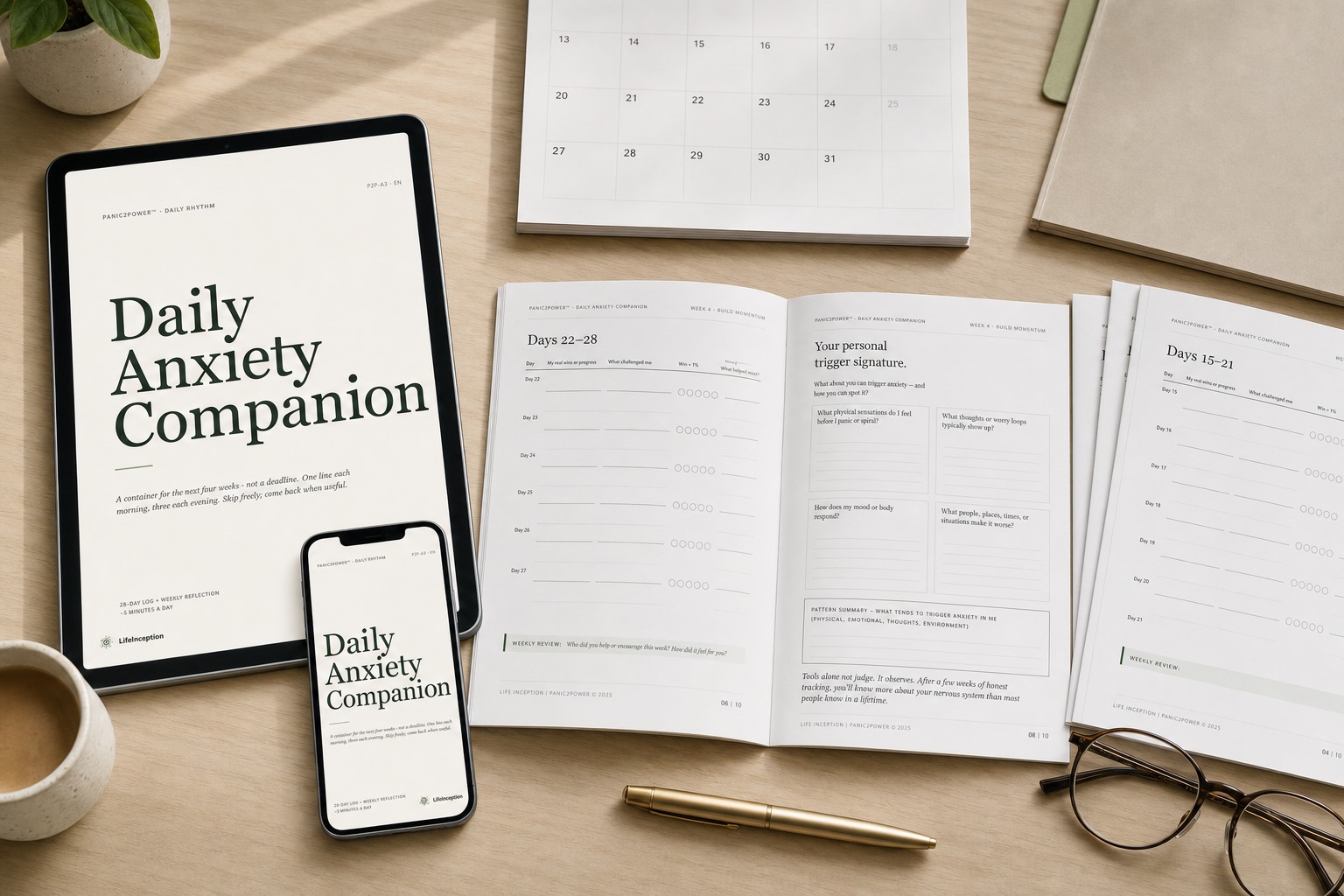 Daily Anxiety Companion A5 edition on a kitchen counter